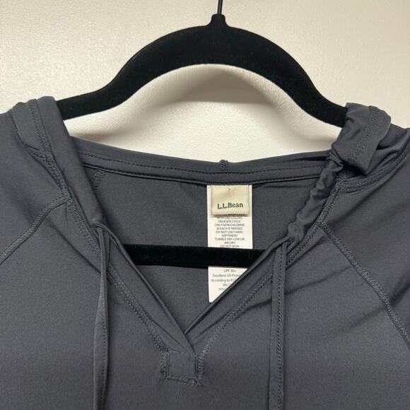 LL Bean Womens Charcoal Gray Pullover Dry Fit Tunic Hooded Long Sleeve Size XS - Picture 4 of 9